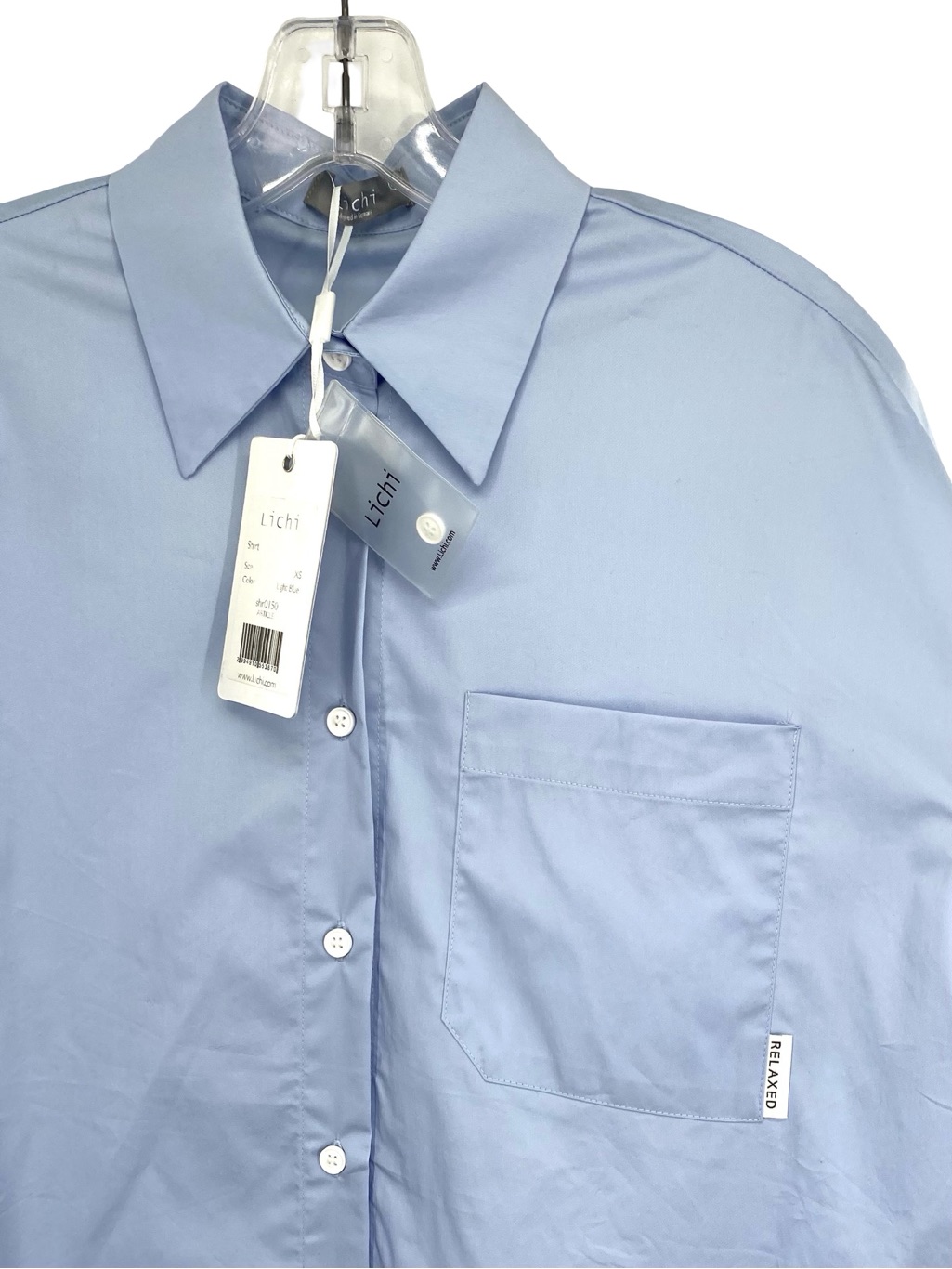 Lichi Germany Light Blue Relaxed Fit Button Down Dress Shirt New Oversized — image 4 of 8